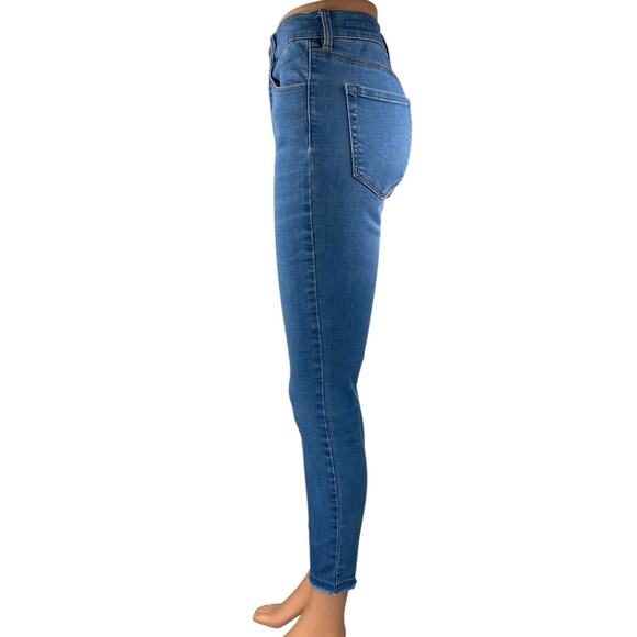 Pacsun Blue Skinny Leg Super High rise Raw Hem Ankle Denim Jeans Pants Size 25 - Picture 2 of 6
